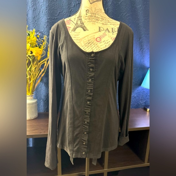 Silver Jeans Co. Black Buttoned Fitted Long Sleeve Blouse size large - Picture 1 of 8